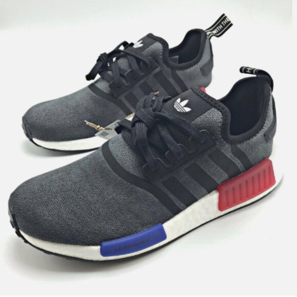 Adidas Originals NMD R1 Core Black Blue Red Mens Running Sneakers - Picture 3 of 8